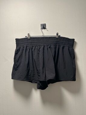 Aerie Black Smocked-Waist Athletic Shorts